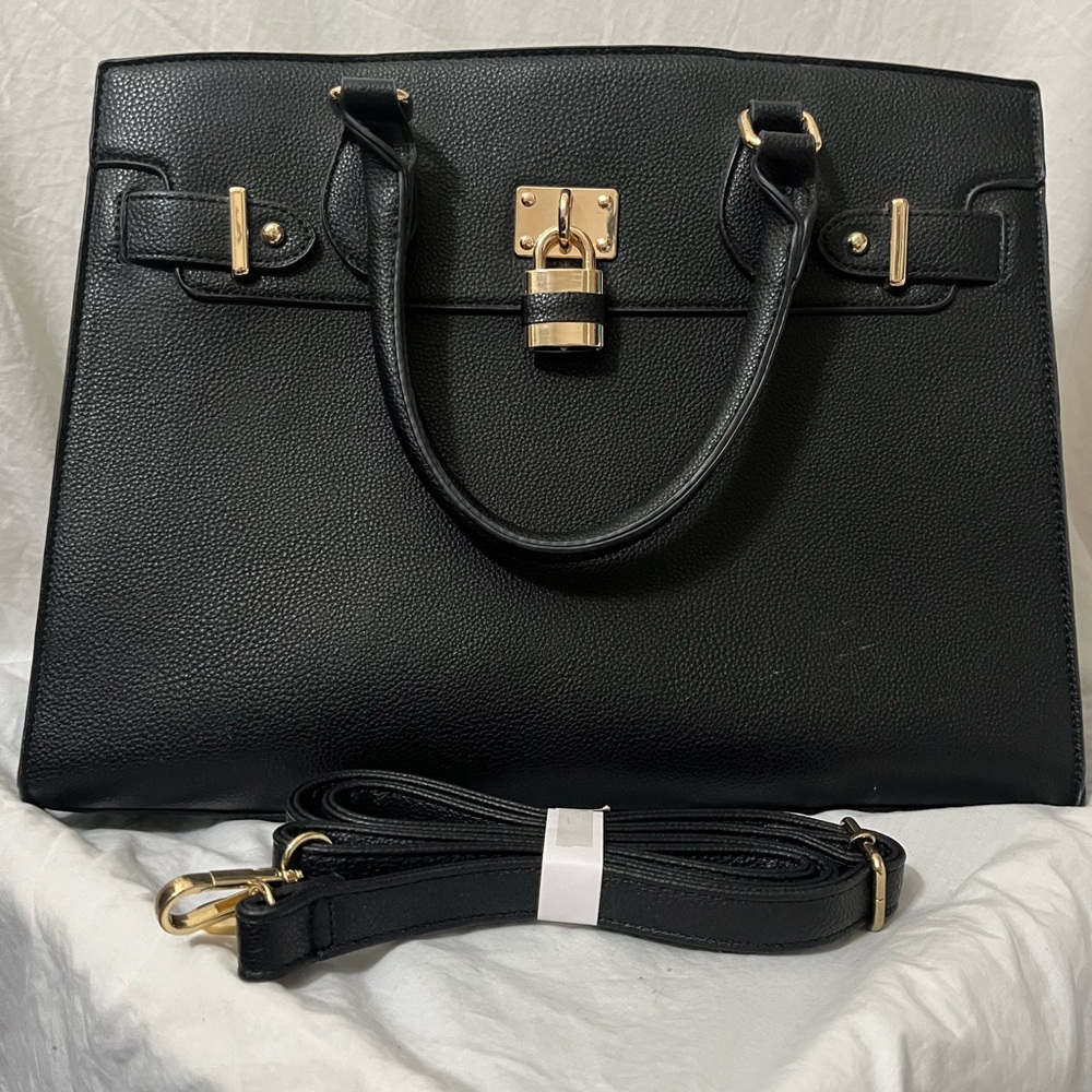 Dasein Black Satchel with Gold Hardware
